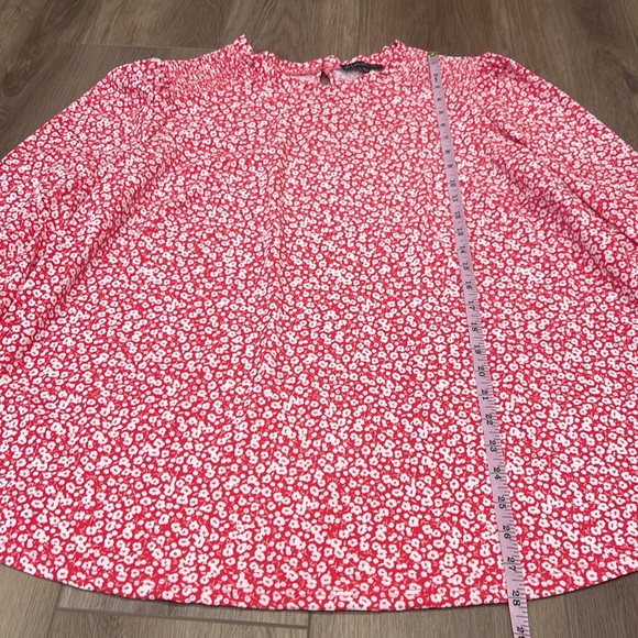 Adrianna Papell Pink and White Floral Patterned Blouse Size 1X 3/4 Sleeves - Picture 5 of 12